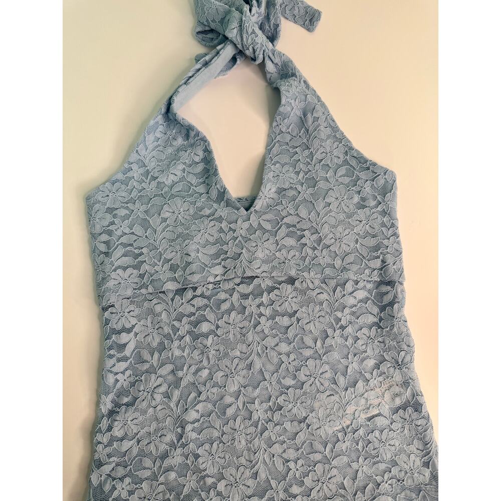 Hollister Light Blue Lace Halter Tank Top